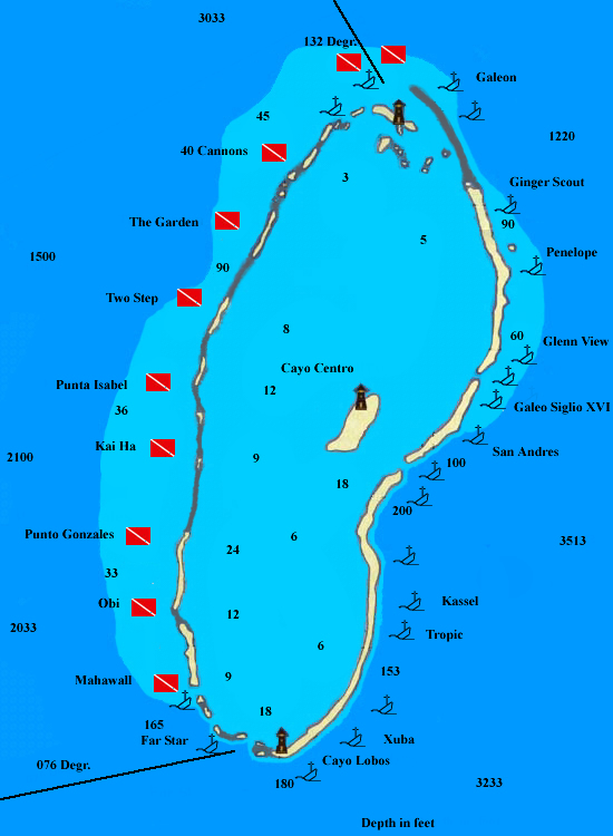 Diving map Chinchorro